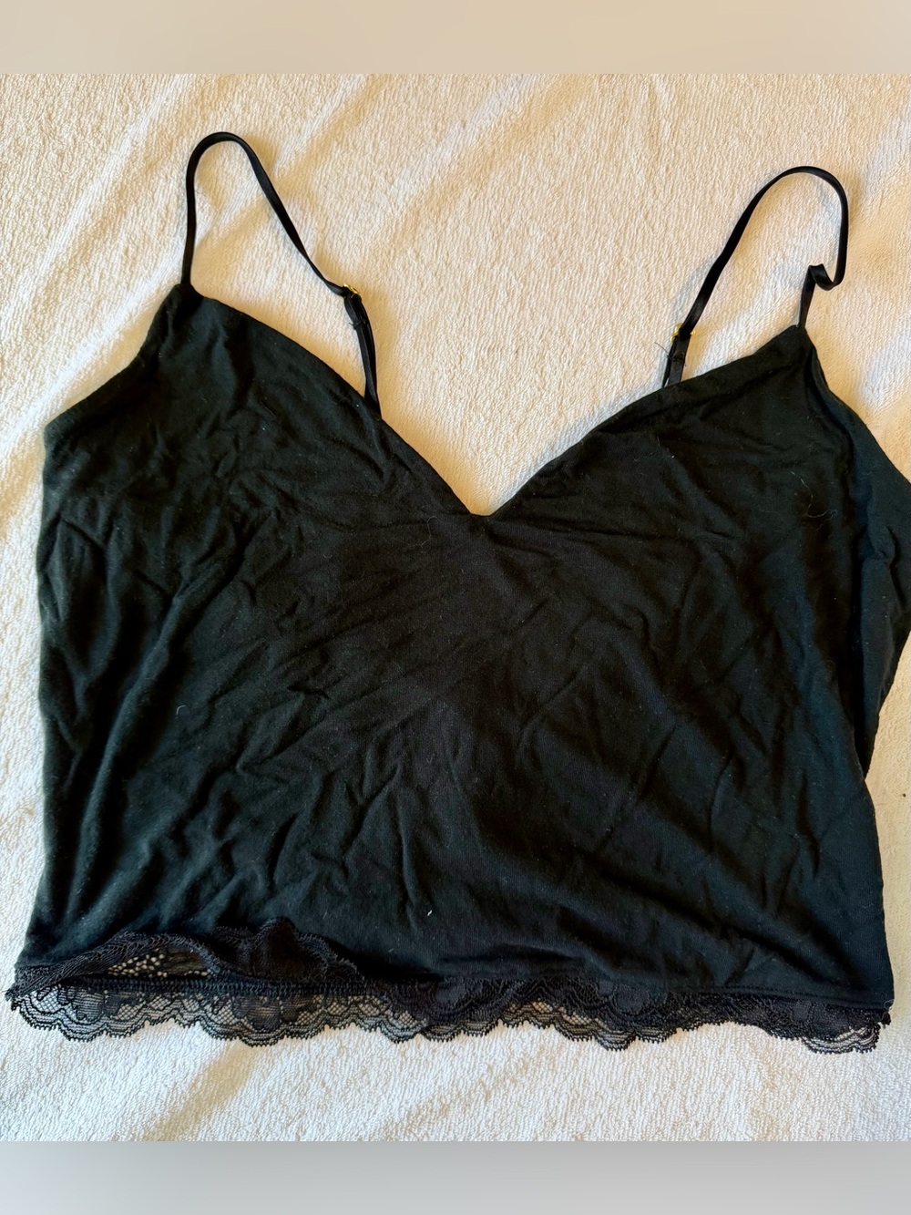 Victoria Secret Black Lace Trim Cami Tank Top